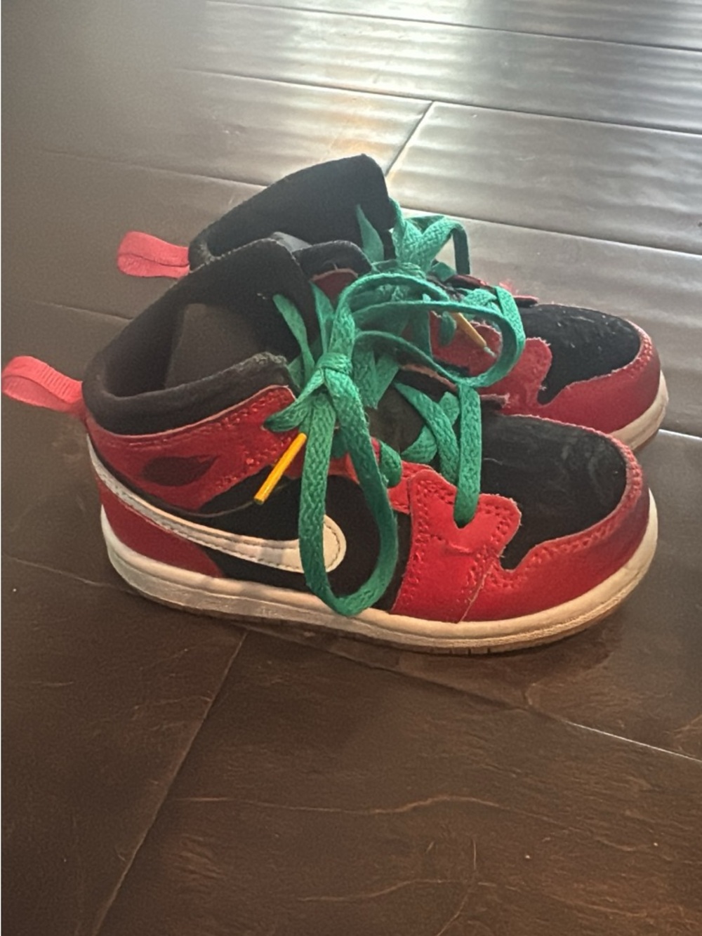 Nike Kids Red, Black & Green High-Top Sneakers